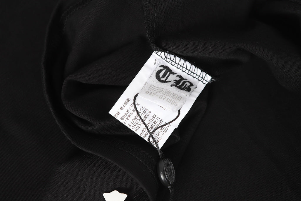 Logo Flag Long Sleeve Tee - Black White Gothic Street T-Shirt K2126